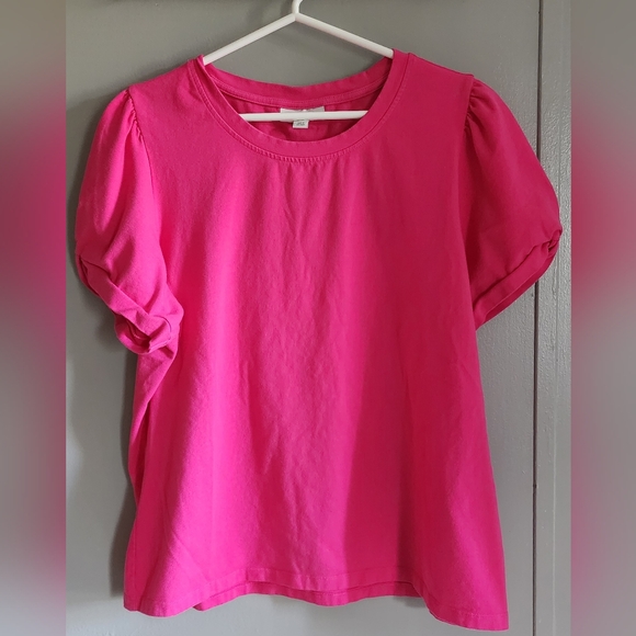 ON 34th Tops - On 34th Bright Pink Puff Sleeve Top XL